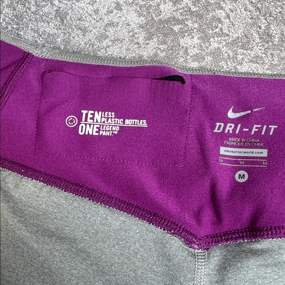 Nike Heather Gray Leggings with Vibrant Purple Lining - Picture 5 of 6